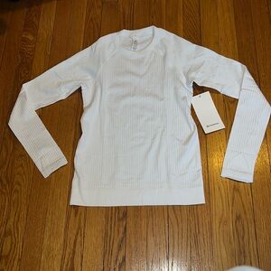 Lululemon Rest Less Pullover size 4 Rib White New with tag Sweat Wicking Workout
